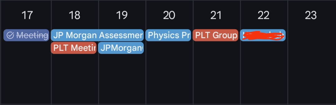 Calender Screenshot of author